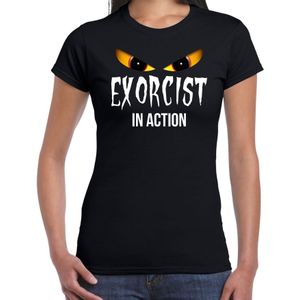 Exorcist in action halloween verkleed t-shirt zwart voor dames - horror shirt / kleding / kostuum