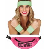 Foute 80s/90s party verkleed accessoire set - neon groen - jaren 80/90 thema feestje - 4-delig