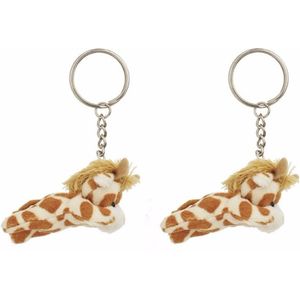 Set van 10x stuks pluche giraffe knuffel sleutelhangers 6 cm - Speelgoed dieren sleutelhangers