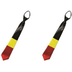 4x stuks stropdas vlag Belgie supporters voor volwassenen - Feestartikelen/feestkleding