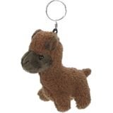 Set van 2x stuks alpaca mini knuffel sleutelhanger 12 cm bruin - Pluche dieren cadeau knuffels/knuffeltjes voor kinderen