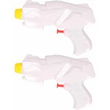 2x Mini waterpistolen/waterpistool wit van 15 cm kinderspeelgoed - waterspeelgoed van kunststof - kleine waterpistolen