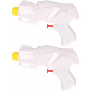 2x Mini waterpistolen/waterpistool wit van 15 cm kinderspeelgoed - waterspeelgoed van kunststof - kleine waterpistolen