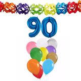 Folat Verjaardag versiering - 90 jaar - slingers/ballonnen