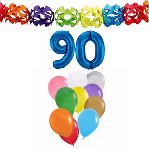 Folat Verjaardag versiering - 90 jaar - slingers/ballonnen
