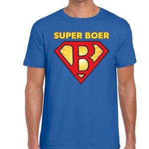 Blauw t-shirt super boer - blauw Achterhoek festival shirt voor heren