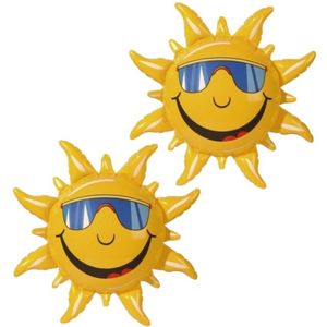 2x stuks opblaasbare zonnetjes van 60 cm - Hawaii thema decoraties/versiering - Zwembad speelgoed