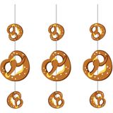 3x stuks oktoberfest versiering - Decoratie thema hangslinger met pretzels 75 x 28 cm