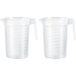 Plasticforte Waterkan/schenkkan - 2x - transparant - 2000 ML - kunststof