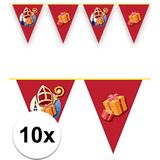 10x Sinterklaas slinger / vlaggenlijn - 1000 cm - Sint versiering