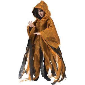 Funny Fashion Halloween verkleed cape/gewaad met kap - Spook/geest - Oranje - Voor kinderen