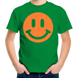 Bellatio Decorations Verkleed T-shirt voor jongens - smiley - groen - carnaval - feestkleding kind