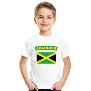 Jamaica t-shirt met Jamaicaanse vlag wit kinderen