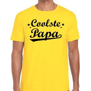Coolste papa t-shirt geel voor heren -  geel coolste papa cadeaushirt - vaderdag shirt