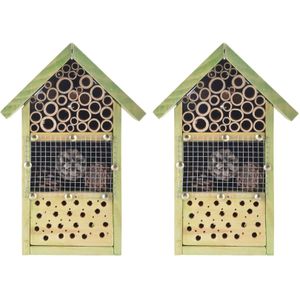 2x stuks doe-het-zelf insectenhotel/insecten nestkast  26 cm - Vlinderhuis/bijenhuis/wespenhotel