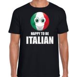 Italie Happy to be Italian landen t-shirt met emoticon - zwart - heren -  Italie landen shirt met Italiaanse vlag - EK / WK / Olympische spelen outfit / kleding
