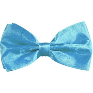 Partychimp Carnaval verkleed vlinderstrikje zijdeglans - turquoise blauw - polyester - heren/dames