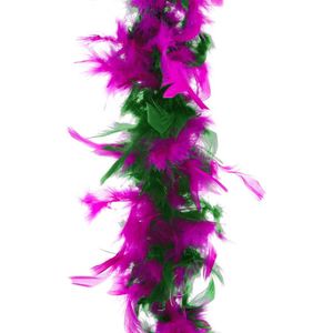 Carnaval verkleed veren Boa kleur paars/ groen 2 meter - Verkleedkleding accessoire