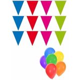Pakket 3x vlaggenlijn XL meerkleurig incl gratis ballonnen