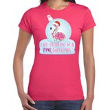 Flamingo Kerstbal shirt / Kerst t-shirt I am dreaming of a pink Christmas roze voor dames - Kerstkleding / Christmas outfit