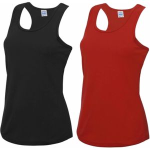 Voordeelset -  rood en zwart sport singlet voor dames in maat Large(40) - Dameskleding sport shirts
