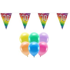 Boland Party 70e jaar verjaardag feestartikelen versiering - 100x ballonnen/2x leeftijd vlaggetjes