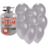 Helium tank met 30 zilveren ballonnen - Zilverkleurig - Heliumgas met ballonnen voor een thema feest