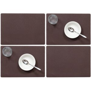 Set van 4x stuks stevige luxe Tafel placemats Plain chocolade bruin 30 x 43 cm - Met anti slip laag en Teflon coating toplaag