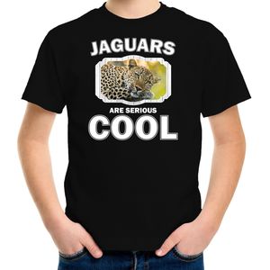 Dieren jaguars/ luipaarden t-shirt zwart kinderen - jaguars are serious cool shirt  jongens/ meisjes - cadeau shirt luipaard/ jaguars/ luipaarden liefhebber - kinderkleding / kleding