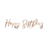 Rose gouden feest slinger Happy Birthday 62 cm - Verjaardag/feestje rose gouden slingers