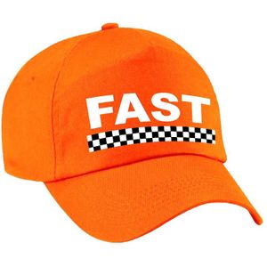 Fast / finish vlag verkleed pet oranje voor meisjes en jongens - Racing team baseball cap - carnaval / kostuum