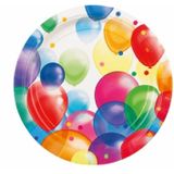 40x stuks feestbordjes met ballonnen opdruk karton  23 cm - wegwerp party verjaardag taart/gebak bordjes