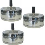 3x Verchroomde draaiasbakken/drukasbakken 11 cm - Terrasasbak/tafelasbak/draaiasbak/drukasbak asbak - Rokersbenodigdheden - Rookaccessoires