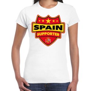 Spain supporter schild t-shirt wit voor dames - Spanje landen t-shirt / kleding - EK / WK / Olympische spelen outfit
