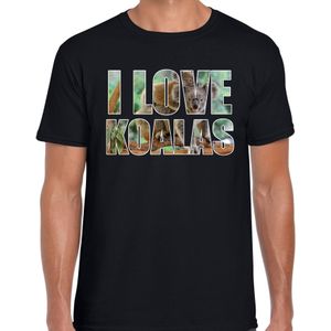 Tekst shirt I love koalas met dieren foto van een koala zwart voor heren - cadeau t-shirt koalaberen liefhebber