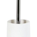 MSV Toilet/wc-borstel in houder - squares - kunststeen/metaal - wit - 35 cm