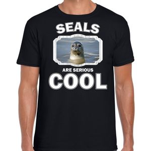 Dieren zeehonden t-shirt zwart heren - seals are serious cool shirt - cadeau t-shirt grijze zeehond/ zeehonden liefhebber