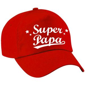 Super papa vaderdag cadeau pet / baseball cap rood voor heren -  kado voor vaders
