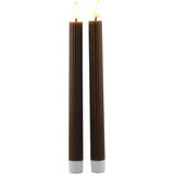 Magic Flame LED dinerkaarsen - bruin - 4x stuks - 25,5 cm - timer