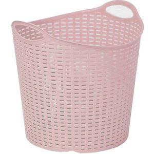 Plasticforte Gevlochten wasmand/opbergmand - flexibel - roze - 27 liter - rond - kunststof - 40 x 37 cm