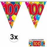 3x vlaggenlijn 100 jaar met gratis sticker