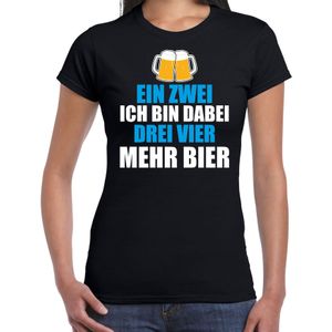 Apres ski t-shirt Ein Zwei Drei Bier zwart  dames - Wintersport shirt - Foute apres ski outfit/ kleding/ verkleedkleding