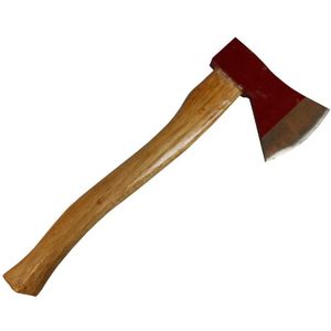 Handbijl rood 600 gram 36 cm - Hakbijl - Outdoor camping kampeer bijlen metaal/hout