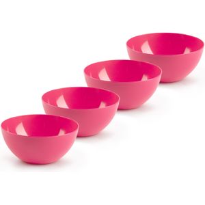 Plasticforte kommetjes/schaaltjes - 4x - dessert/ontbijt - kunststof - D17 x H8 cm - fuchsia roze