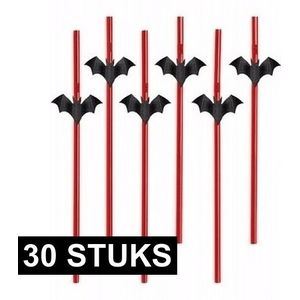 30x Halloween vleermuis rietjes - Halloween/horror decoratie/versiering