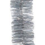 5x Kerstslingers glitter zilver 270 cm - Guirlande folie lametta - Zilveren kerstboom versieringen