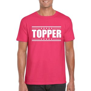 Topper t-shirt fuchsia roze heren
