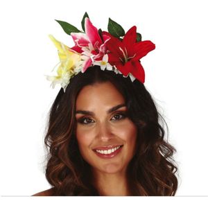 Fiestas Verkleed haarband met bloemen - multi - meisjes/dames - Hawaii/flower Power