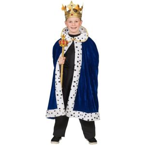 Koning verkleed cape blauw voor jongens - carnavalskleding voor kinderen