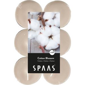 12x Maxi geurtheelichtjes Cotton Blossom 10 branduren - Geurkaarsen katoen/bloesem geur - Grote waxinelichtjes